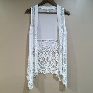 Lace Open Front Vest Women S White Boho Chic Ethereal Festival Cottage Layering
